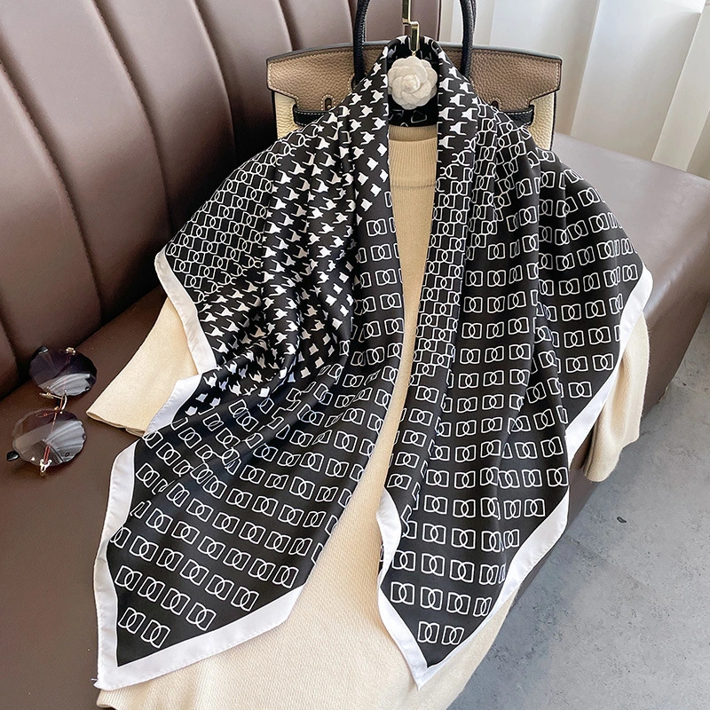 Luxury Brand Deasigner 90×90cm Shawls Ladies Houndstooth Print Silk Square Scarf F346 | Mifain 1