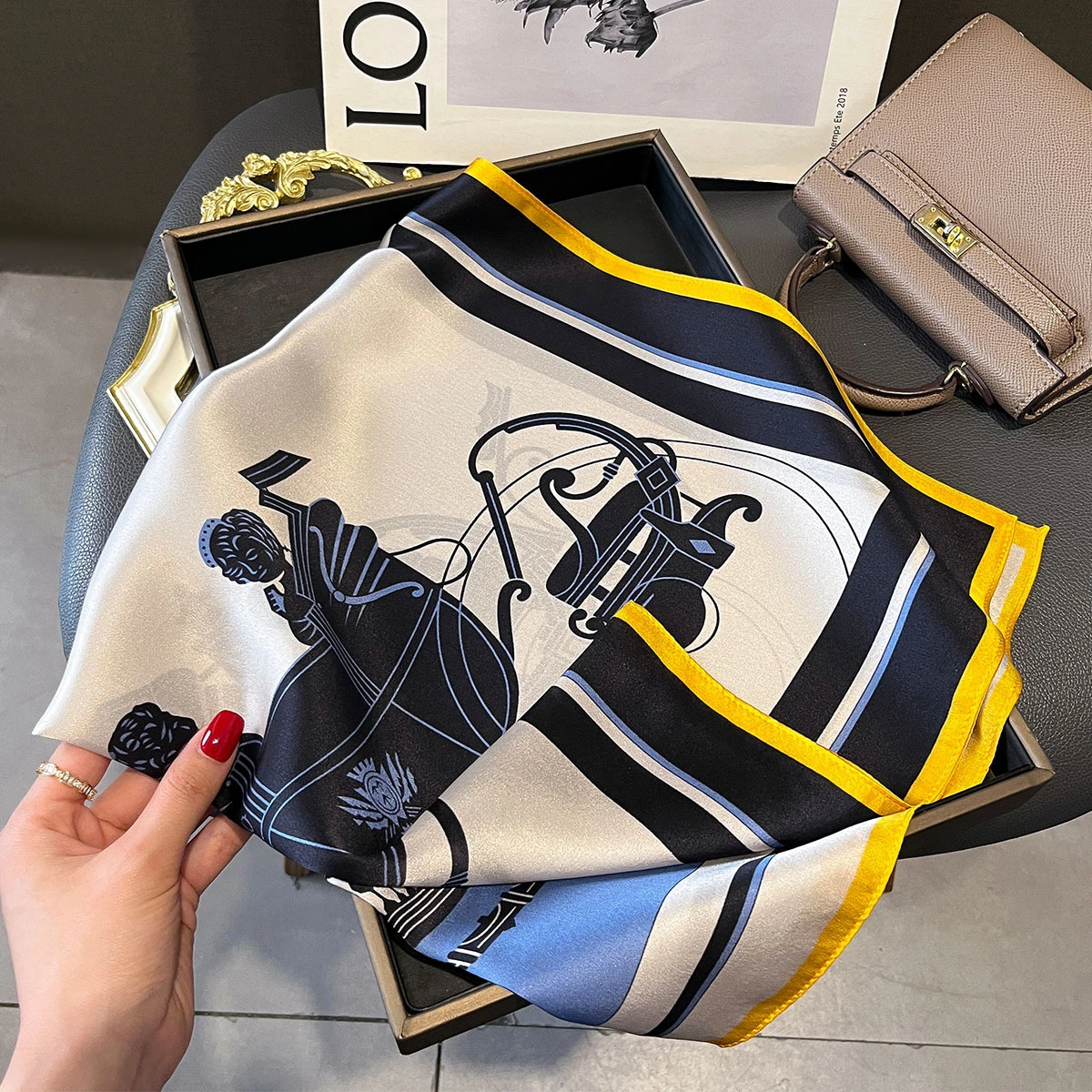 Hot Sale Women Brand Designer Horse Print 70×70cm Square 100% Silk Scarves ZS403 | Mifain 1