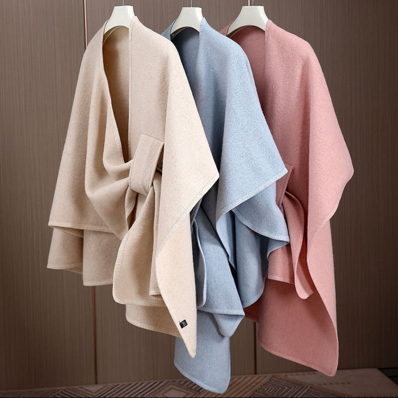 Classic UK Solid Colour Capes Plain Cashmere Women Winter Ponchos DP300 | Mifain 1