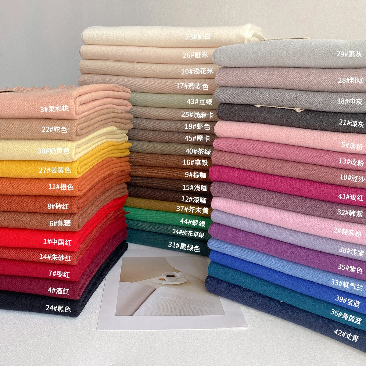 Skin-Friendly Thick Warm Solid Color Cashmere Shawls Women's Winter Scarf W3002 | Mifain 1