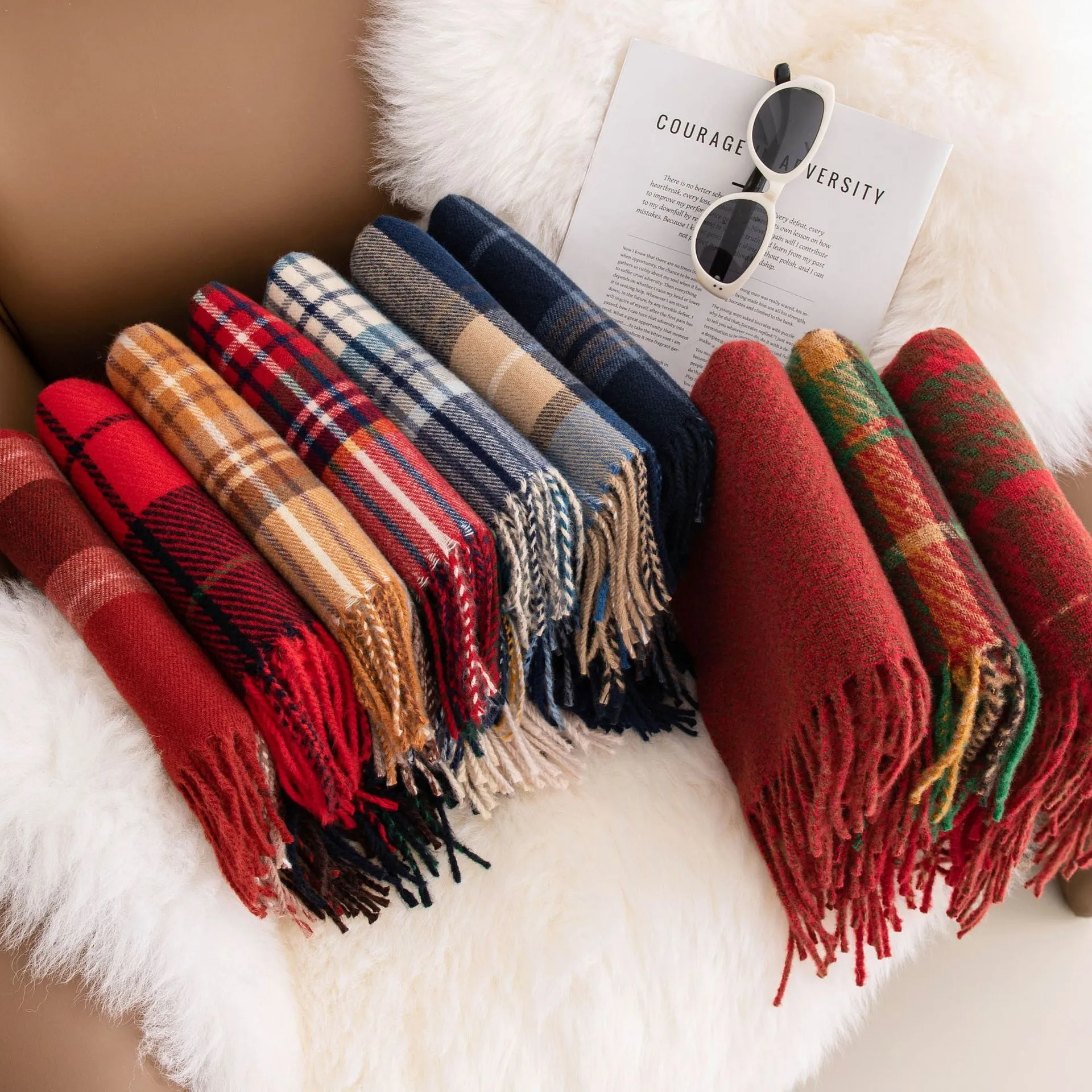 Classic Polyester Cashmere Checkered Plaid Unix Football Christmas Winter Scarf WP001 | Mifain 1
