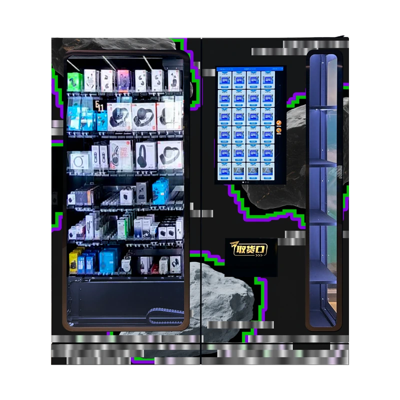 3C Product smart vending machine front view showing modern electronics vending design, 32-inch HD touchscreen, and high-capacity lockers for efficient self-service shopping in global unmanned retail stores.