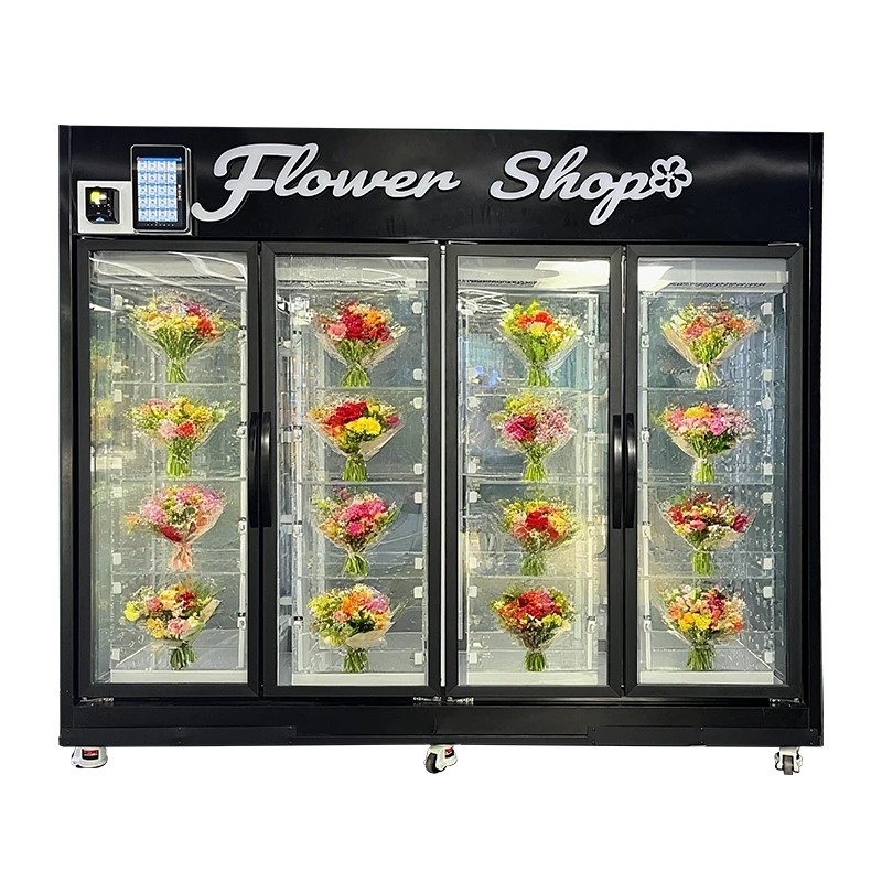 Large-capacity automatic flower vending machine with refrigeration system with high-definition touch screen in black 1
