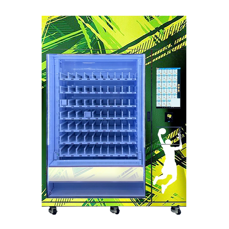 Sport star card vending machine front view with 6 floors and 60 slots, sleek compact design, and branding space. This high-capacity smart card vending machine for sale is ideal for gyms, shopping malls, and commercial spaces offering automated retail.
