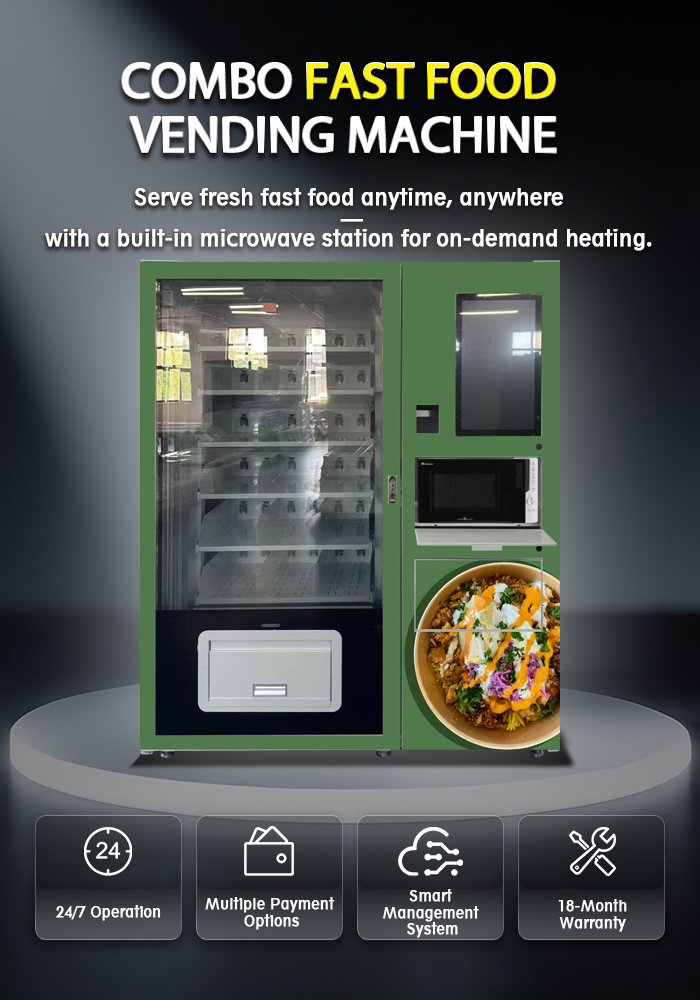 Commercial Fast Food Vending Machine with Dual Microwaves & Flexible ...