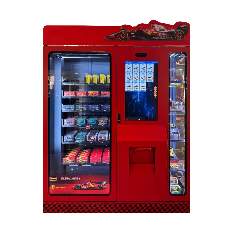Toy car model vending machine with 7 floors and 12 slots per floor, featuring a 32-inch touchscreen. Supports multiple payment options for convenient transactions.