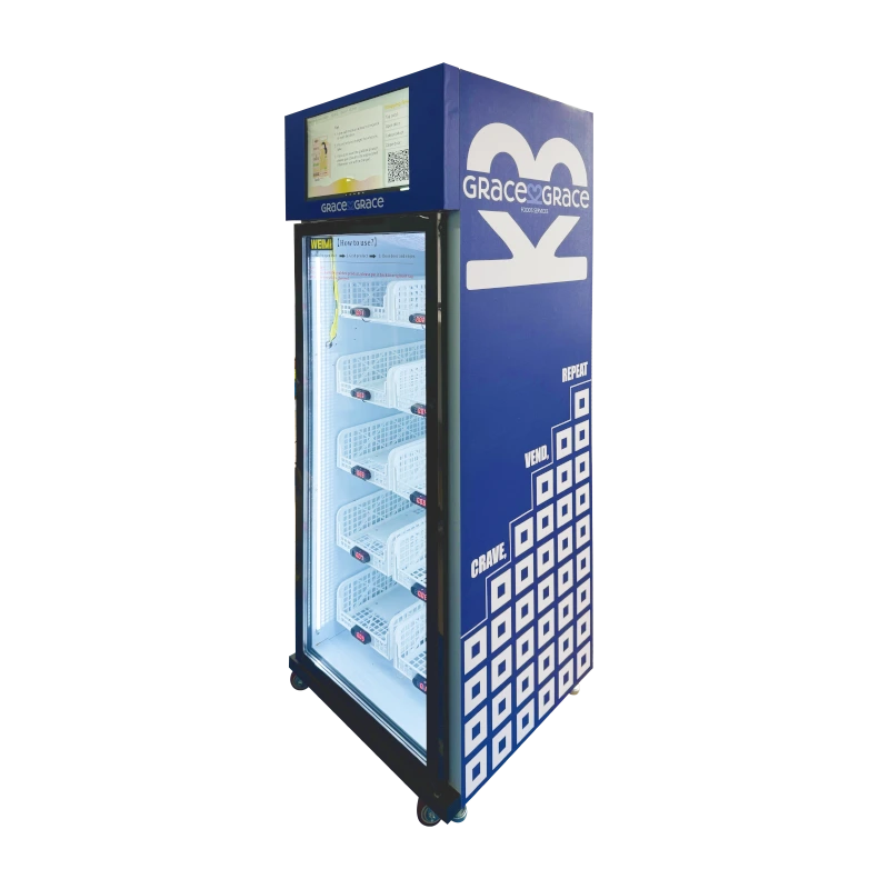 Frozen Weight Sensing Smart Fridge Vending Machine for Healthy Food Sales with Card Payment System, Compact Design and Durable Metal Plate