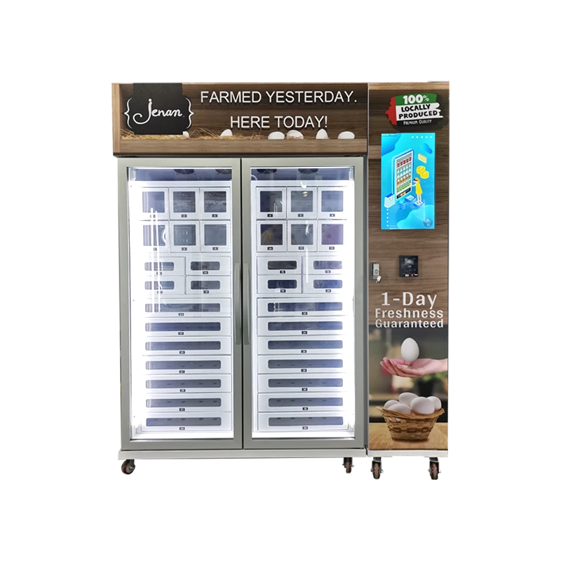 Fresh Egg Vending Machine with customizable lockers, offering secure and easy access to fresh eggs, perfect for high-traffic areas.