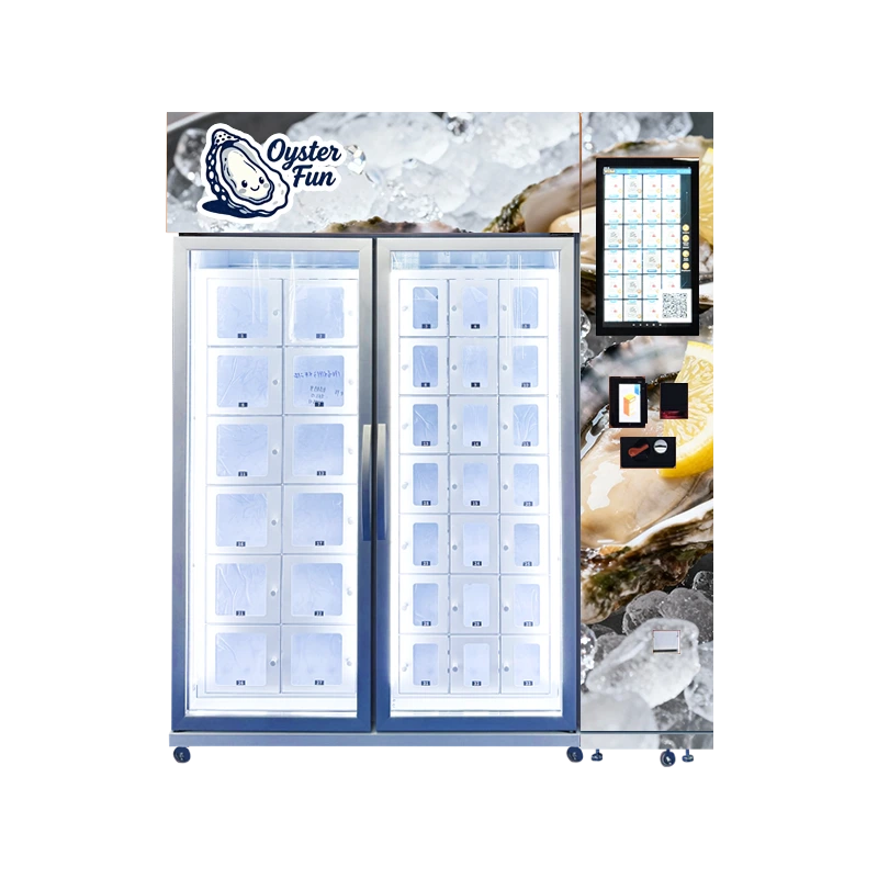 Fresh oyster vending machine offering premium seafood on demand, served chilled with a self-service option.