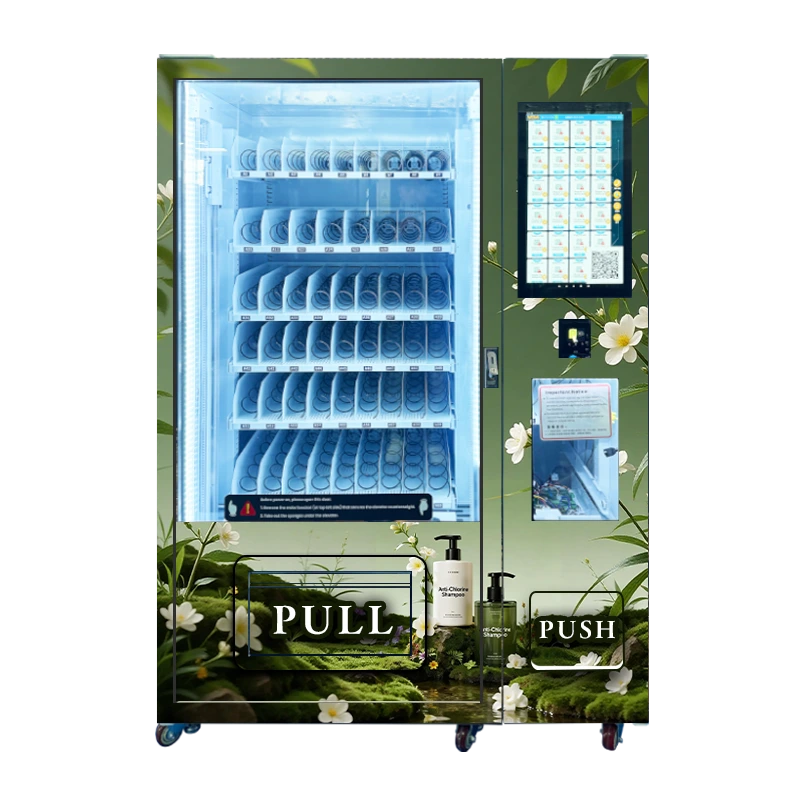 Anti-Chlorine Shampoo Vending Machine dispensing hair care products instantly for swimmers at pools, gyms, and resorts.