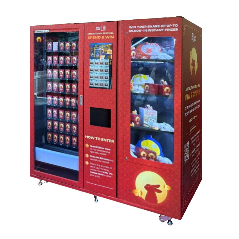 WEIMI Smart Blind Box Toy Vending Machine with elevator delivery, transparent display, and HD touchscreen for 24/7 sales.