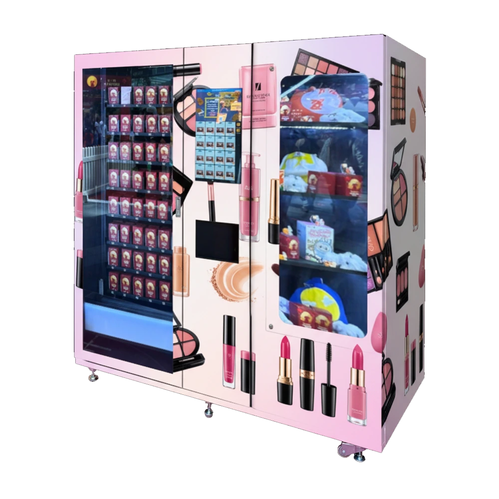 Luxury Beauty Vending Station | Smart Cosmetics Kiosk with Side Showcase 1