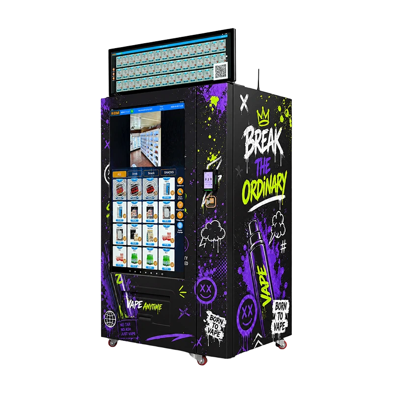 WEIMI 55-inch smart vape vending machine with dual advertising screens for 24/7 adult self-service retail locations