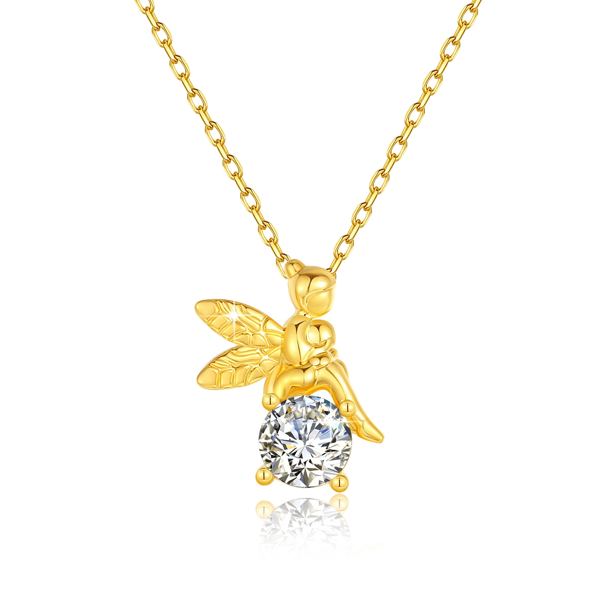 Cute Elf Pendant Necklace 1 carat Moissanite VVS1 Real 18K Gold 5D 1