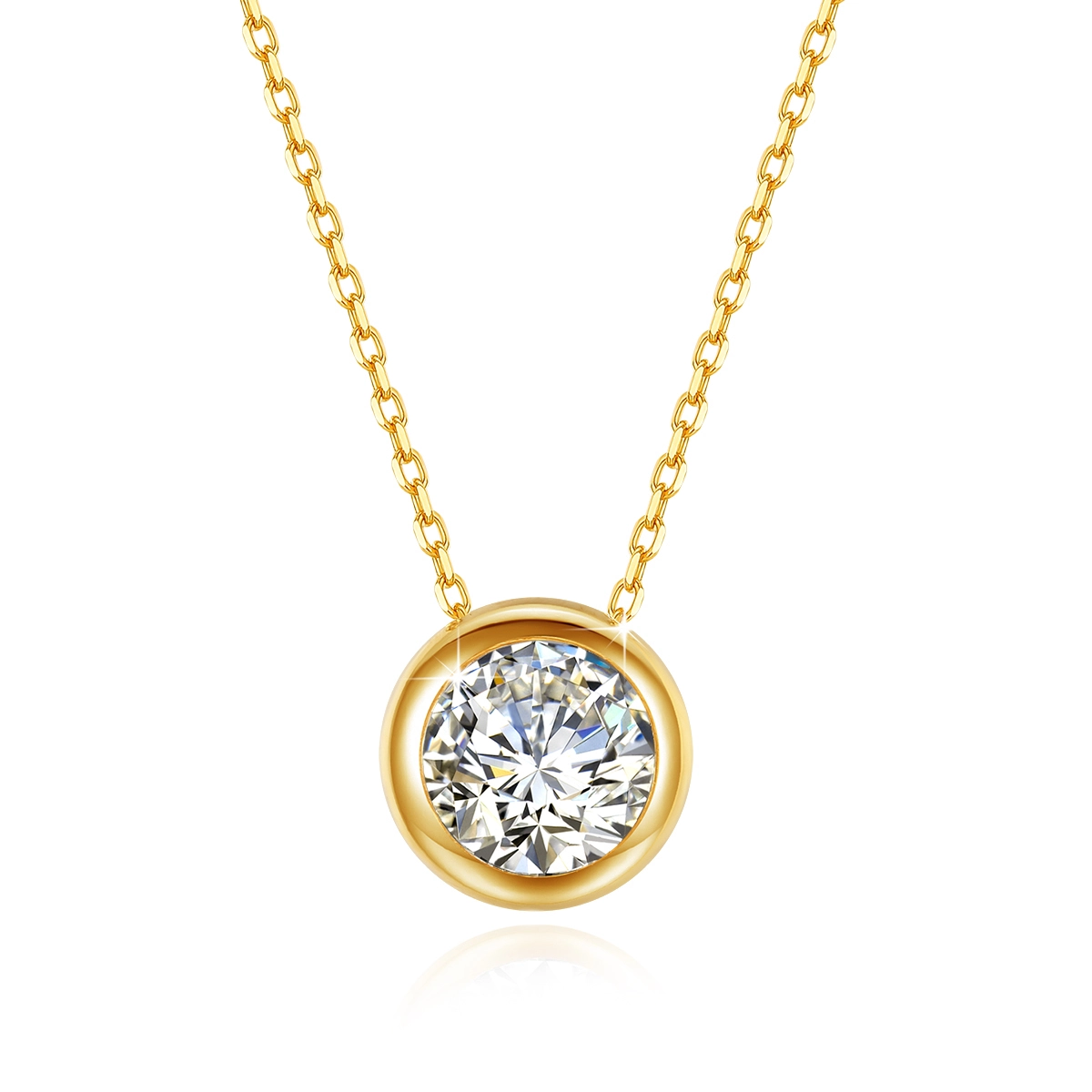 1ct Moissanite Bubble Pendant Necklace Wholesale 18K Gold 5D Jewelry Woman Gift 1