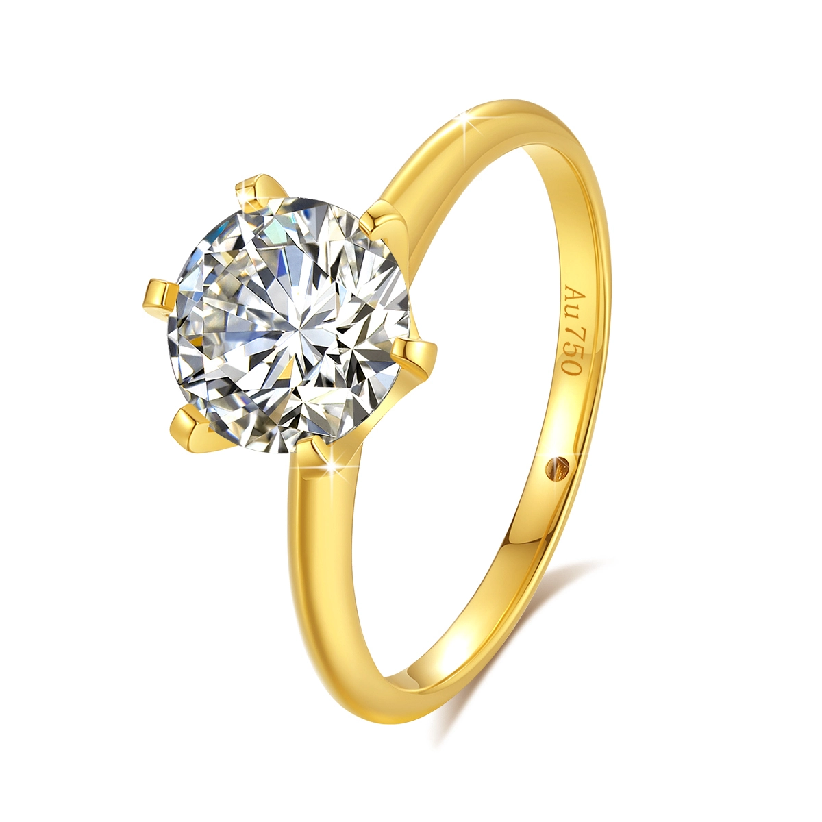 Classic 6-claw 18K Gold 5D Rings 1 Carat Moissanite Engagement Wedding 1