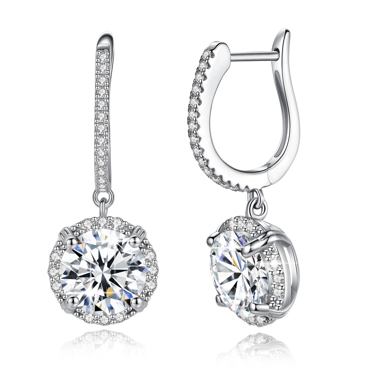 2 Carat Moissanite Drop Earrings 925 Sterling Silver Jewelry 1