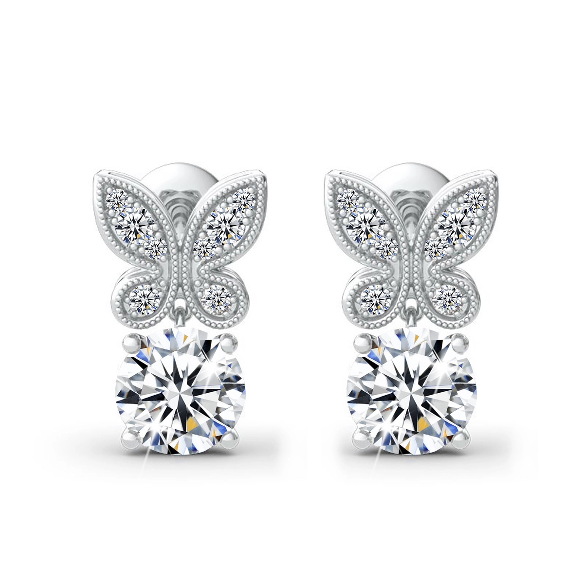 1 Carat Moissanite Diamond Stud Earrings 925 Sterling Silver 1