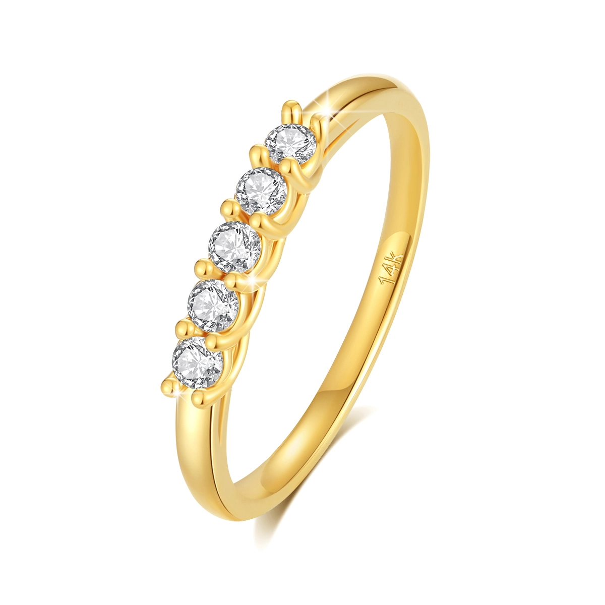 14K Yellow Gold Engagement Rings 5 Stone Moissanite 1