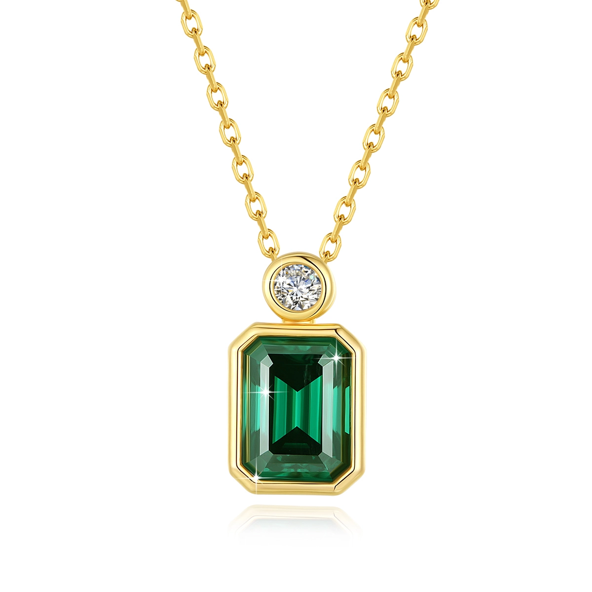 14k zlatý přívěsek Moissanite Original Green Emerald Cut Velkoobchodní jemné šperky 1
