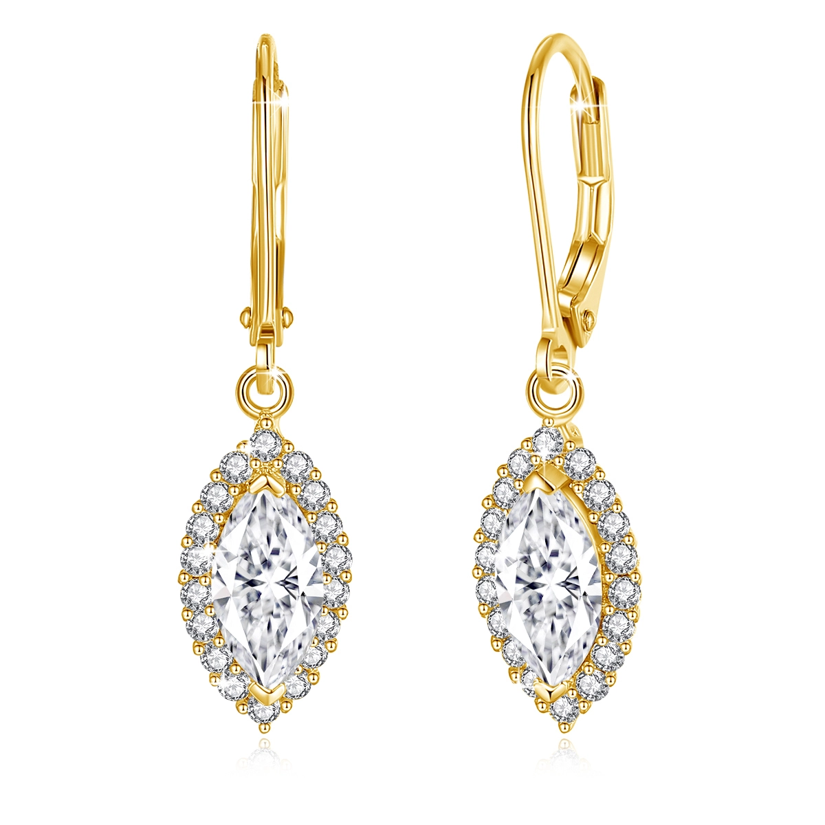 Dangle Earrings Moissanite 1ct Marquise Cut 925 Silver 1