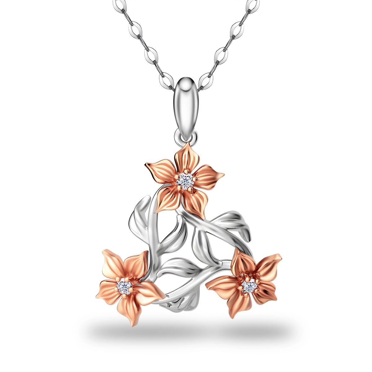 3 Flower Jewelry Moissanite Pendant 925 Silver 1
