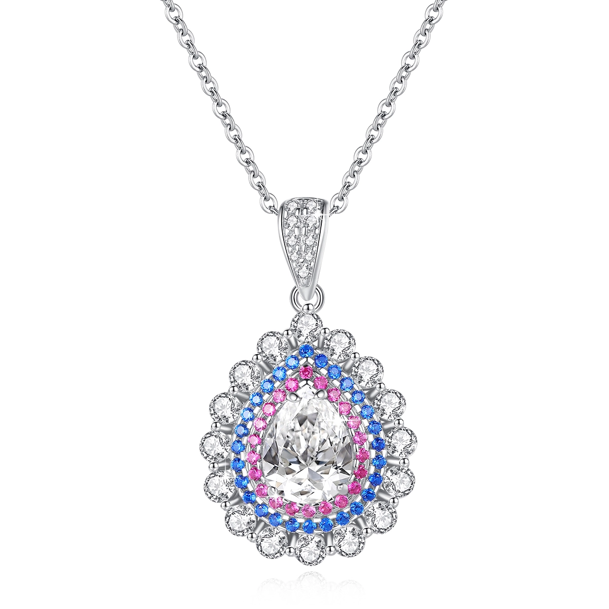 Royal Jewelry Moissanite Pendant 1.8ct Pear Cut 925 Silver 1