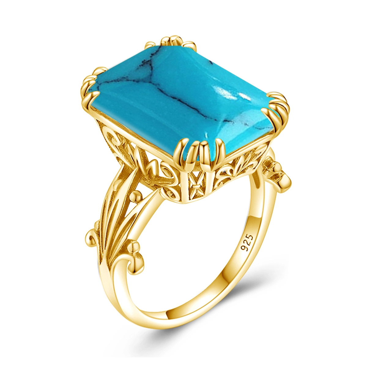 Turquoise Jewelry Ring 925 Silver December Birthstone Victoria's Delicate Filigree 1