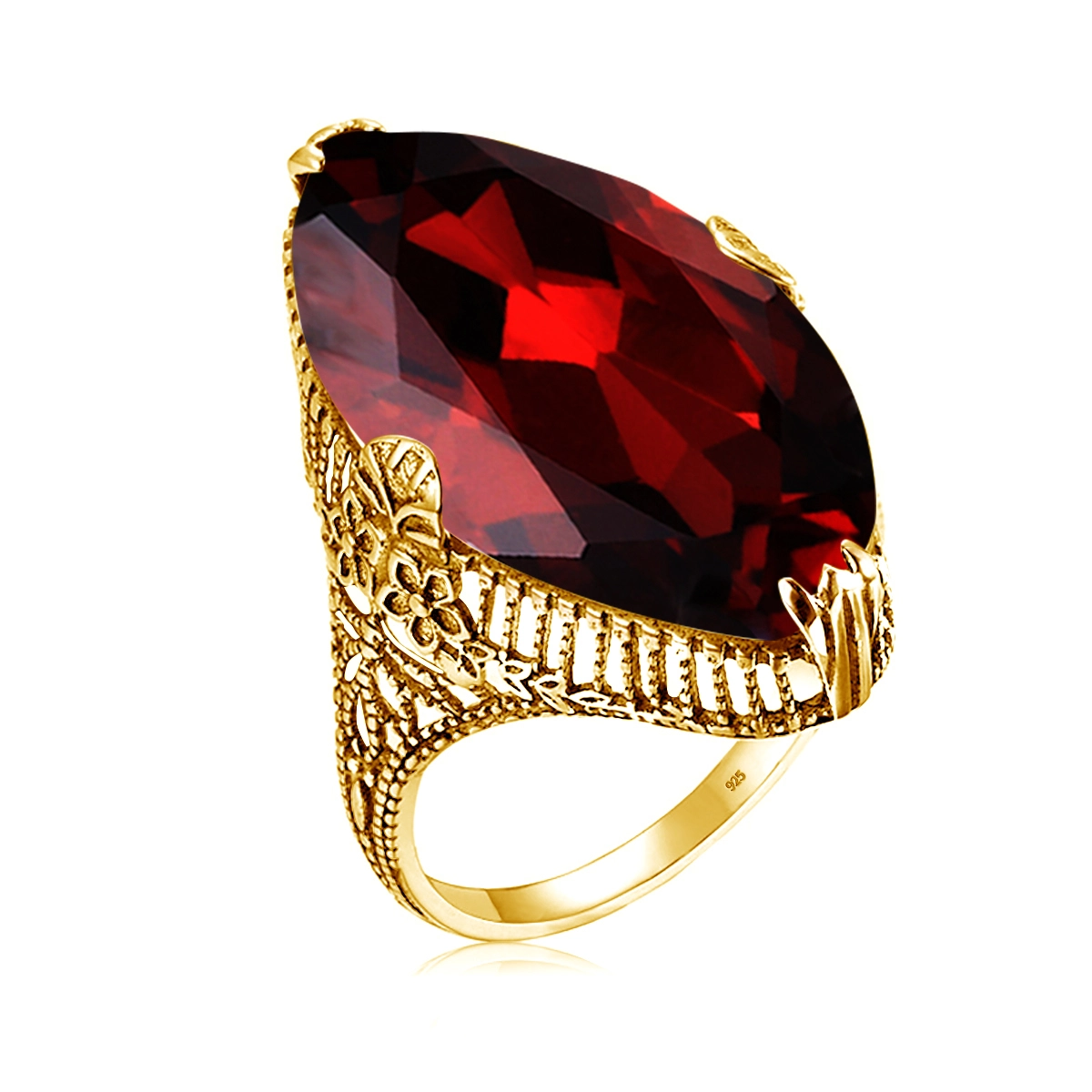 Wholesale Garnet Jewelry January Birthstones Vintage Gothic 925 Sterling Silver Ring 1