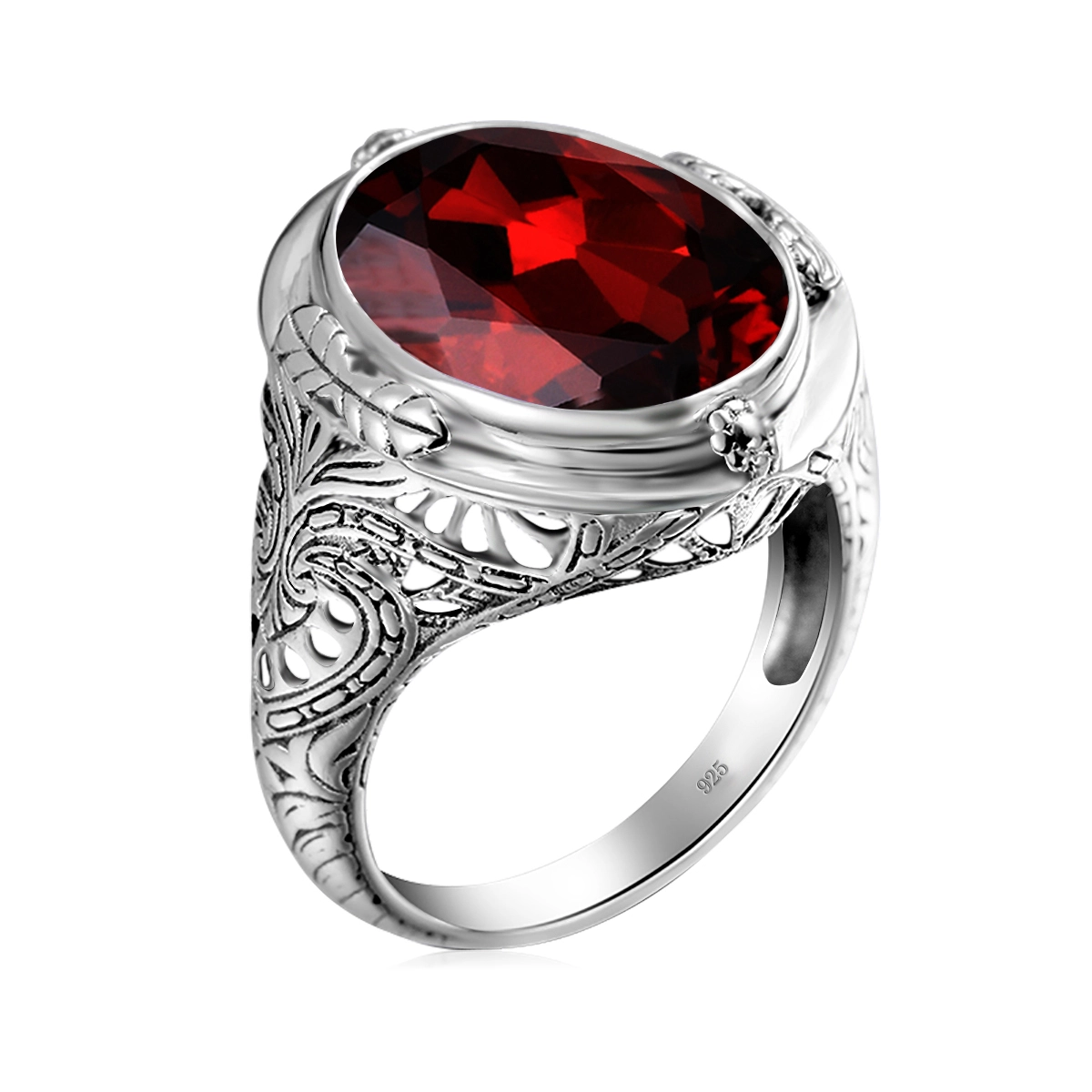 Ring Types Turkish Style Garnet Man Silver 925 1