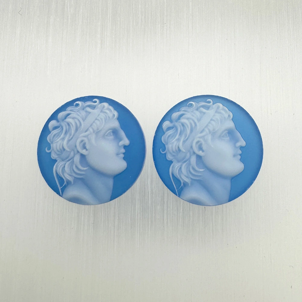 Wholesale Cameo Jewelry Natural Blue Agate Loose Gemstones 1