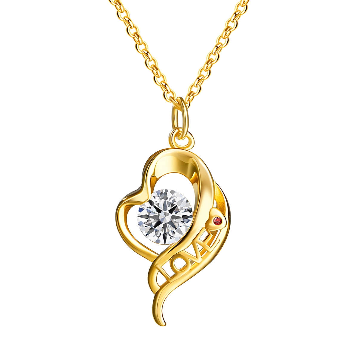 14k Gold Heart Necklace Pendant 1ct Moissanite 1