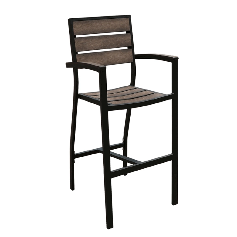 Outdoor Restaurant Furntiure Aluminum Synthetic Teak Slats/ Dark brown /G Dining Chairs 1