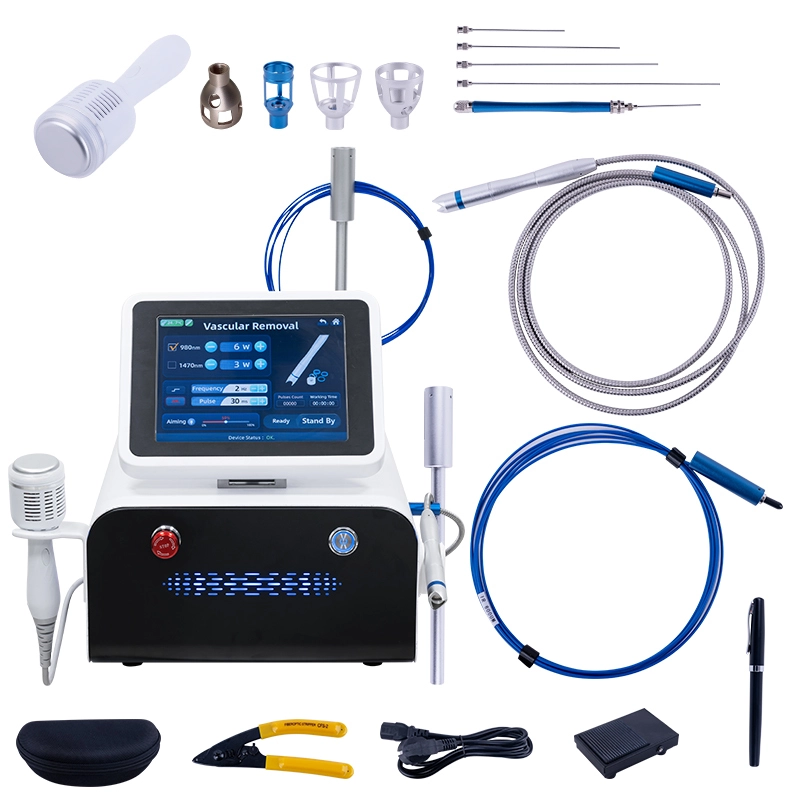 CE Aprobita 980nm Portebla Aranea Vejna Foriga Maŝino Vaskula Lasera Unga Fungo Foriga Medicina Ekipaĵo 1