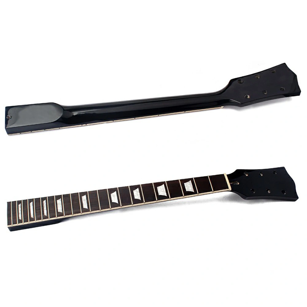 Alnicov Manche de guitare électrique 22 frettes Touche en palissandre d'érable pour pièces de rechange de guitare électrique Lp Noir avec incrustations trapézoïdales GS401 1