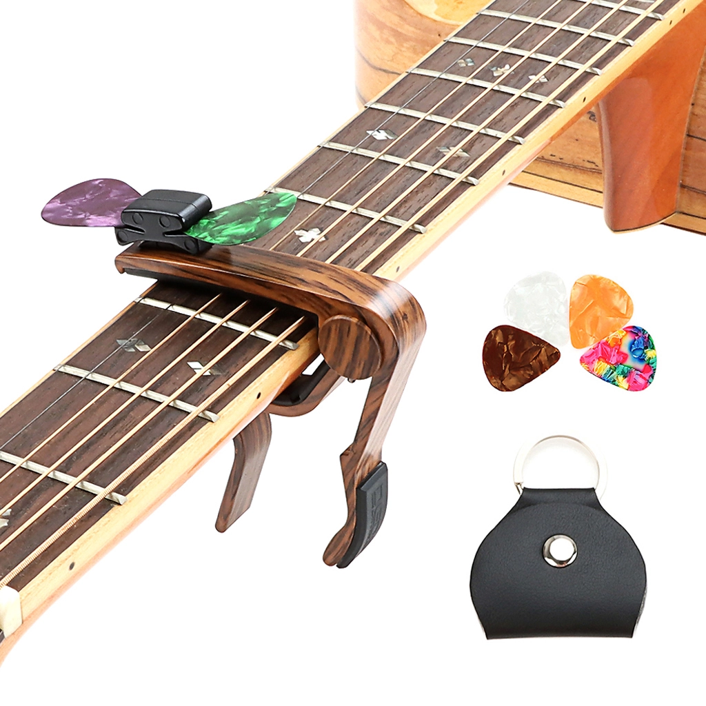 Guitar Capo Picks Set,Guitar Capo With Picks And Picks Holder For Acoustic Electric Guitar Banjo Mandolin Ukulele Accessory Alnicov 1