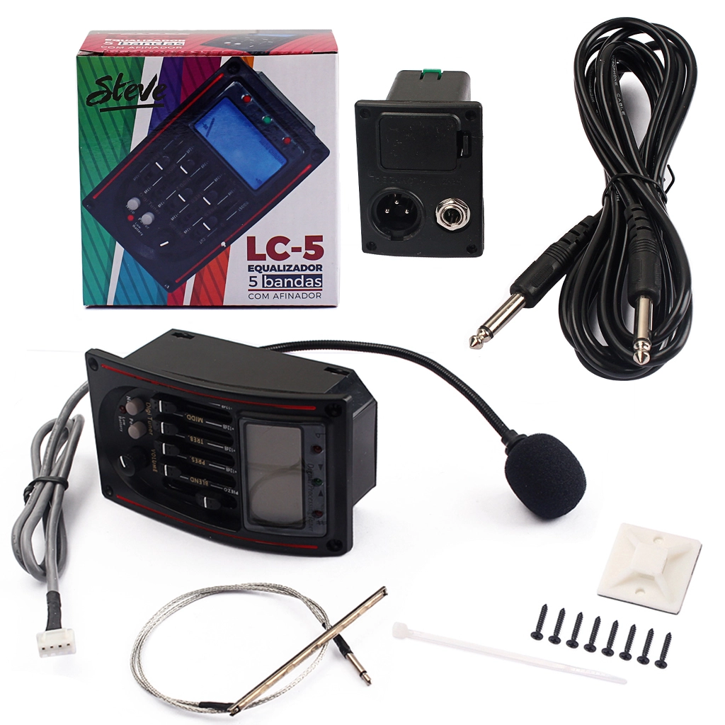 EQLC-5 5-Band EQ Equalizer System Acoustic Guitar Preamp Piezo Pickup LCD Screen Tuner Alnicov 1