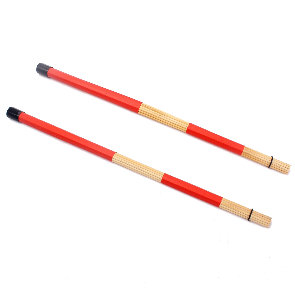 জ্যাজ ফোক মিউজিক (লাল) অ্যালনিকভের জন্য 40CM বাঁশের রড ড্রাম ব্রাশ স্টিকের জোড়া 1