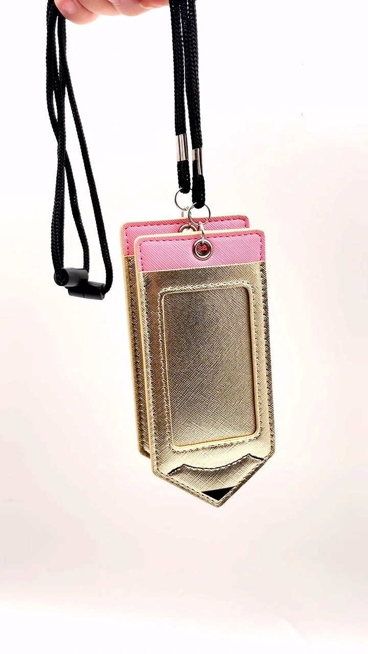 Personalized PU Leather Pencil Design Card Holder Necklace Lanyard 1