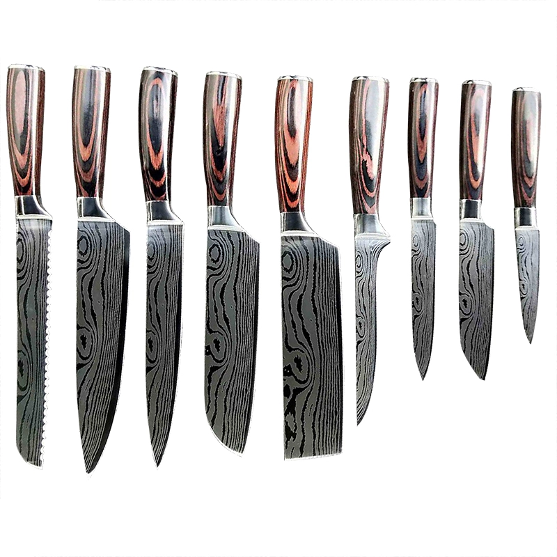 Ensemble de couteaux de cuisine japonais LBA-T05, couteau de cuisine multifonctionnel, couteau de Chef en acier damas 1