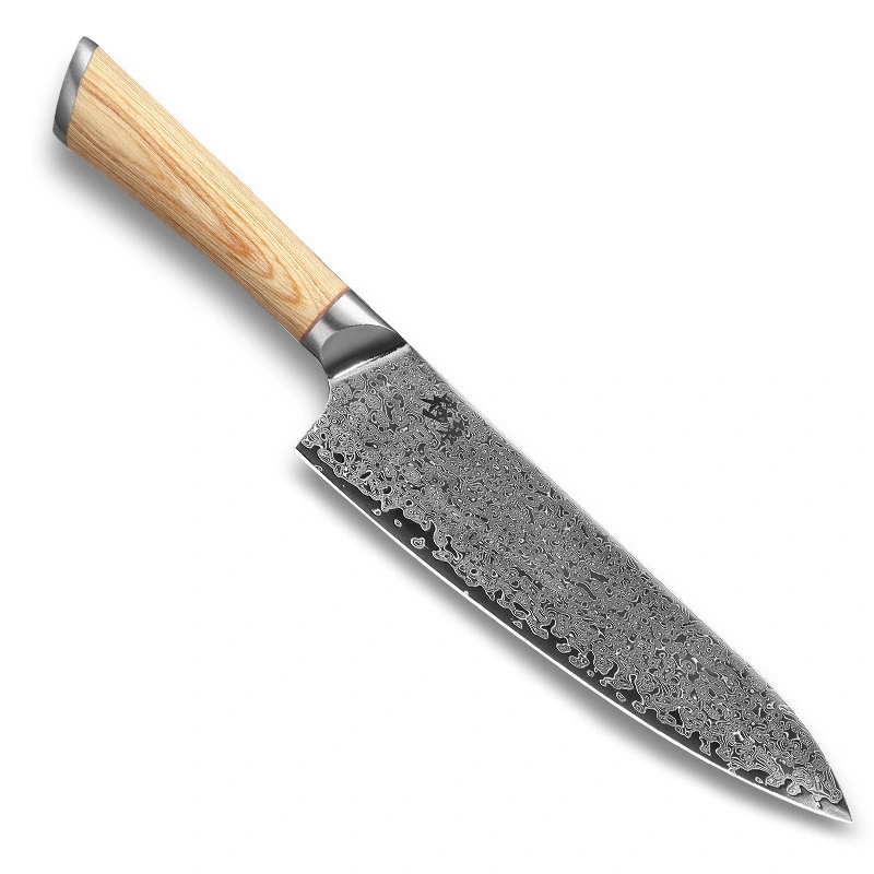 2A432 cadeau de cuisine haut de gamme 67 couches ensemble de couteaux de chef en acier damas avec manche en bois kit de couteaux de cuisine 1