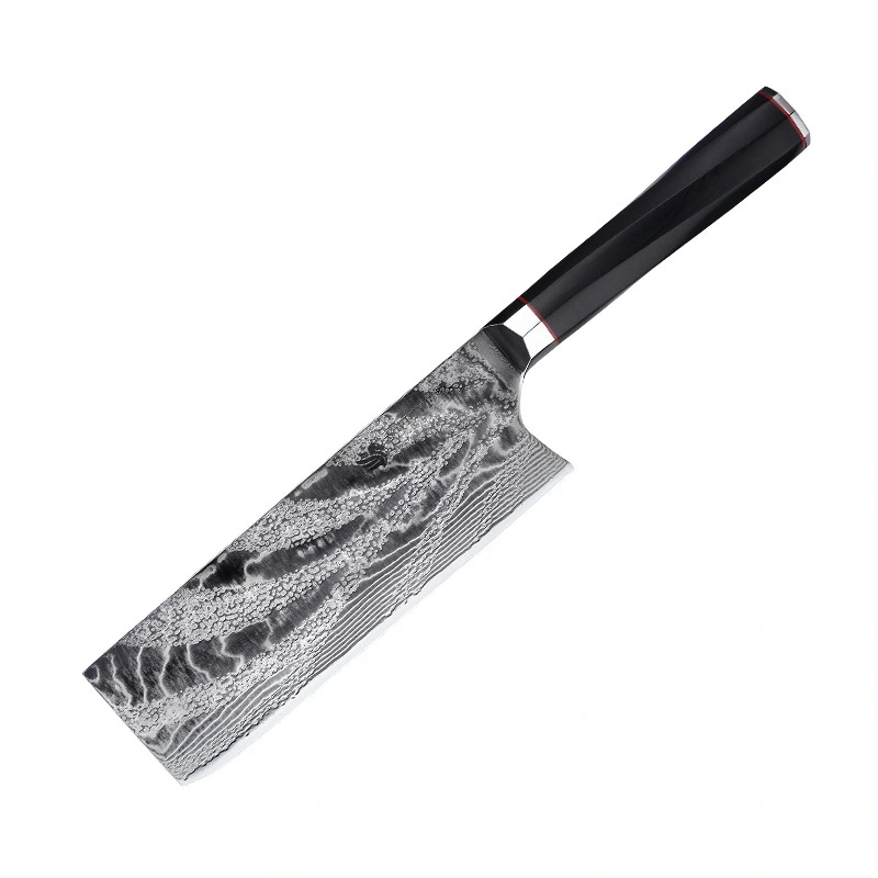 2A445 couteau de chef de 7 pouces avec lame durable résistante à la corrosion AUS10 couteaux de cuisine commerciaux en acier damas haute dureté 1