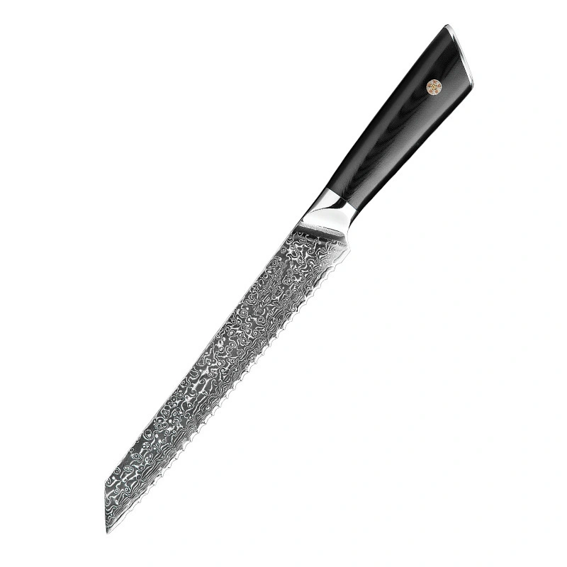 Couteau à pain de chef de haute qualité 2A456, pour la pâtisserie à domicile, cadeau, manche en acier damas G10, couteau coupe-pain pour gâteau 1