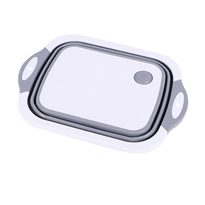 3 in 1 Multifunction 2 Pack Space Saving Cutting Board Collapsible Dish Tub with Draining Hole Folding Chopping Board with Colander 1