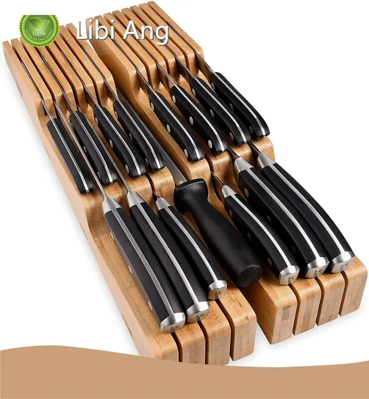 For Supermarket White Small Kitchen Appliances Custom Logo Kitchen Magnetic Bamboo Knife Holder Wood Knife Block Drawer Knife Organizer by Libi Ang 1