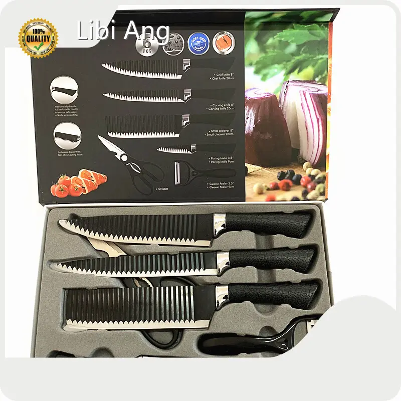 Good Sellingkitchenware Items Wholesale for Supermarket D/P (can Be Discussed) Professional Cheap Chef Knife Set Cutting Knives 6pcs High Stainless Steel Block Ceramic Black Kitchen Knife Set 1