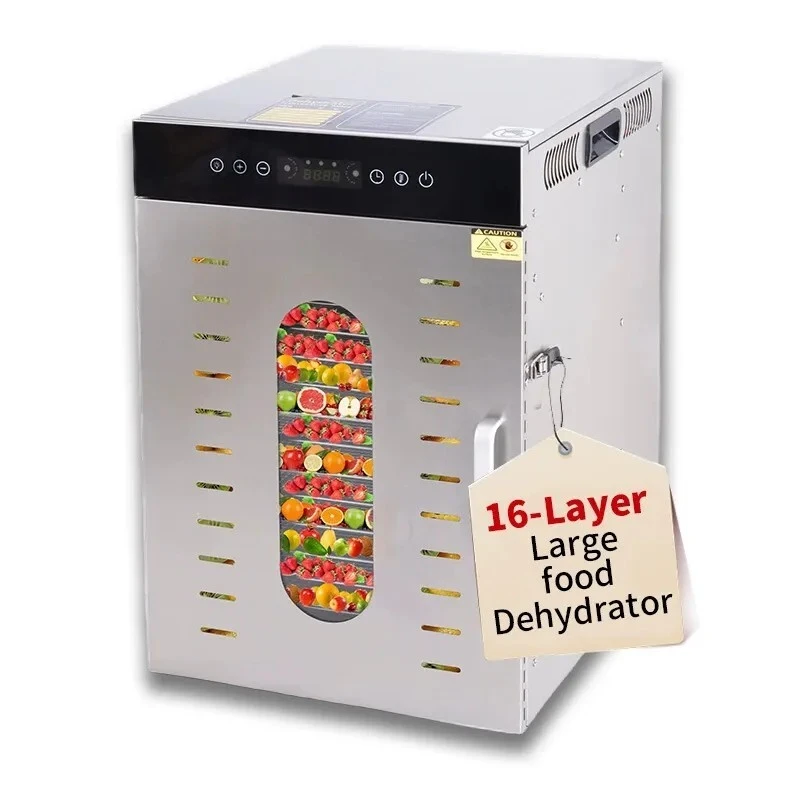 Déshydrateur alimentaire commercial 16 couches pour fruits, légumes, viande et herbes, multifonctionnel et source d&#39;alimentation électrique en acier inoxydable 1