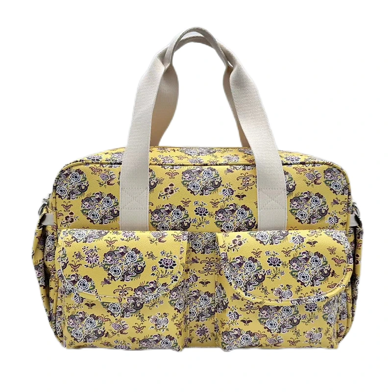 PU Fashion Floral Diaper Bag Tote Multi-Pocket with Changing Pad Insulated Pockets Large Travel Multifunction Baby Essentials Bag 1