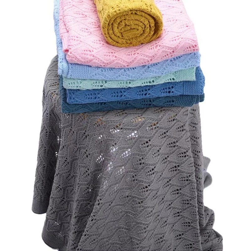 Coperta lavorata a maglia per bambini in cotone organico al 100% morbida e calda per la culla del bambino, coperta per passeggino, fascia neutra e coperta per la ricezione per neonati 1