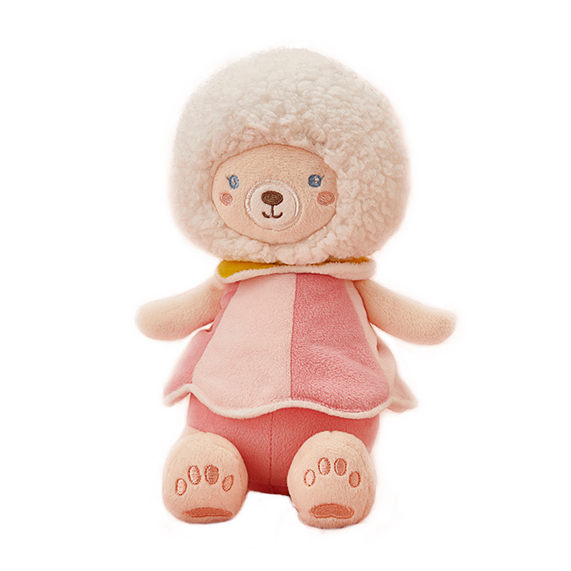 Cute Pink Lambswool Bear Plush Toys Stuffed Animal Sensory Toy Baby Toys Washable for Newborns Toddler Kids Infants Holiday Gifts 1